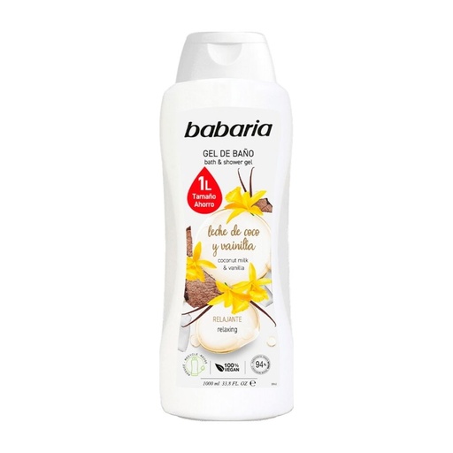 [13742] BABARIA GEL DE BAÑO LECHE COCO Y VAINILLA 1000ML
